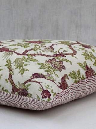 Block Printed Cushion Cover Off-White