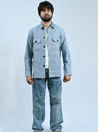 Classic Handwoven Overshirt | Denim Blue
