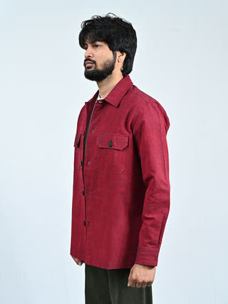 Classic Handwoven Overshirt | Maroon