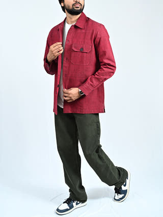 Classic Handwoven Overshirt | Maroon