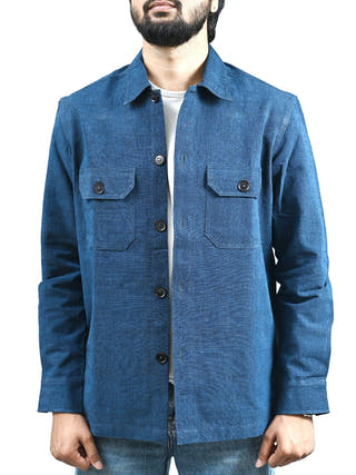 Classic Handwoven Overshirt | Navy Blue
