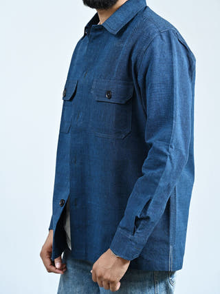 Classic Handwoven Overshirt | Navy Blue