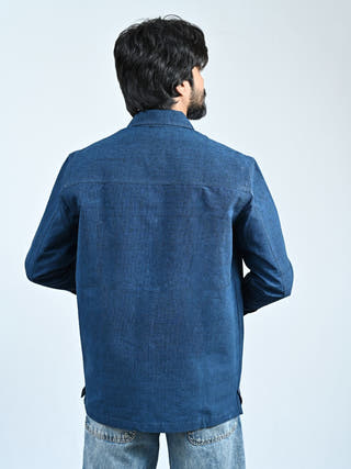 Classic Handwoven Overshirt | Navy Blue