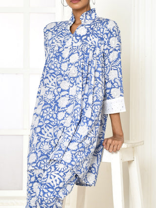 Edelina Handprinted Shirt Blue EXPRESSIONS BY UV
