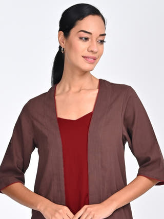 Coffee With Maroon Piping Overlay Saltpetre