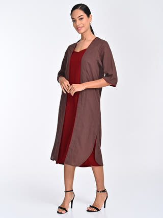 Coffee Overlay Slip Dress Set Saltpetre