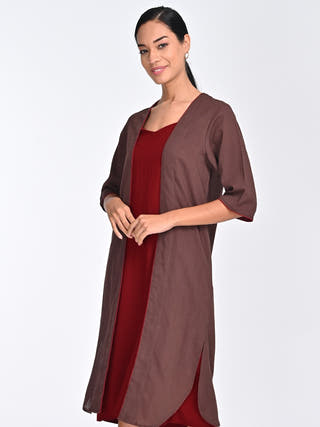 Coffee With Maroon Piping Overlay Saltpetre