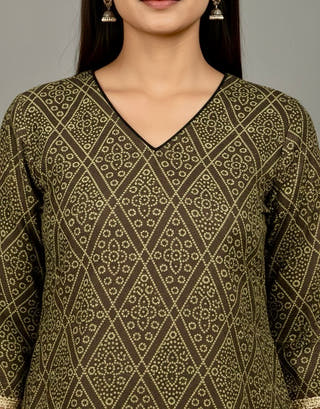 Ruhani Olive Weave Kurti