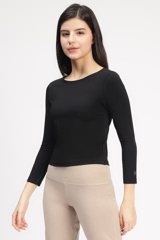 Dysha Super Soft 3/4 Sleeve T-shirt Black