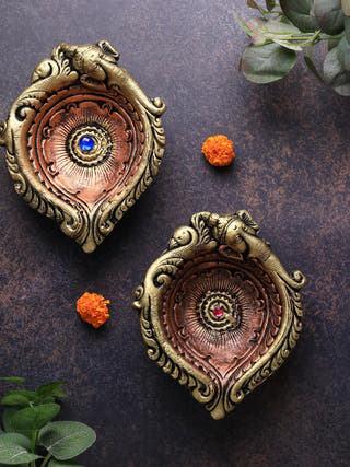 Large Elephant Diya | Set of 2