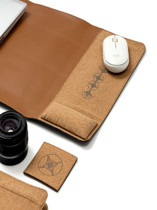 Tan Vegan Leather Desk Set
