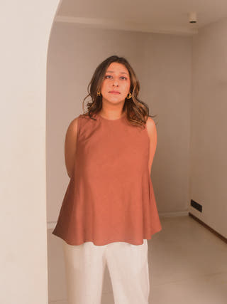 Brown Checks Everyday Top