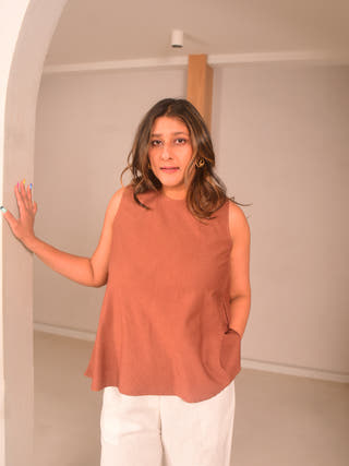 Brown Checks Everyday Top