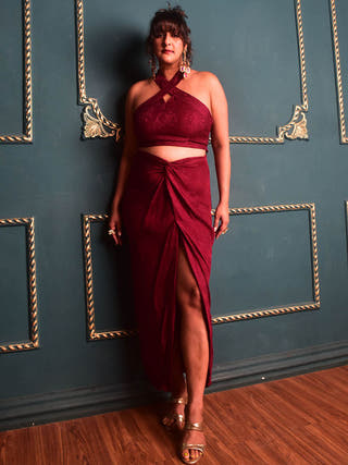 Irina Skirt Set Why So Blue Maroon