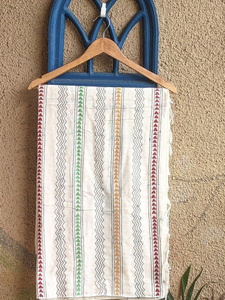 Kantha Embroidery Work Saree Off White
