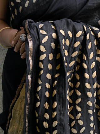 Applique Work Saree Black