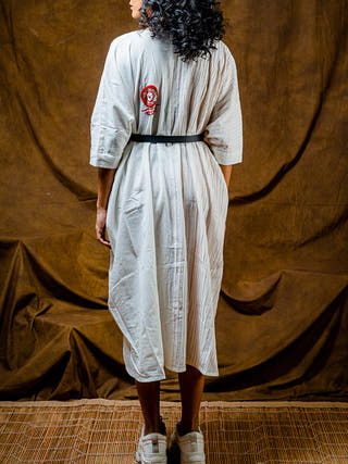Shvet Full Kaftan White - Cotton Kurta for women in Off white color