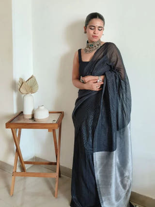 Black Taare Sitare Saree
