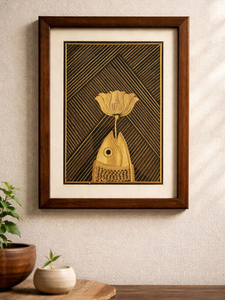 Fish Sikki Grass Painting | Framed