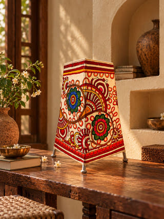Floral Design Table Lamp - Multicolor
