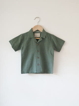 Boogie Green Checkered Boys Handwoven Cotton Shirt