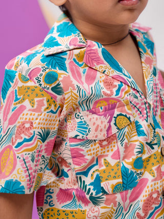 Jungle Bungle Printed Cotton Hawaiian Shirt Multi color Miko Lolo
