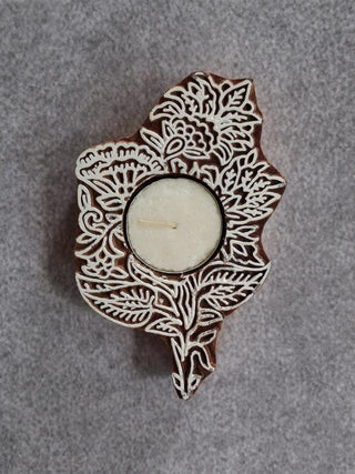 Handcrafted Rose Wooden Tealight Set of Five FolkStroke