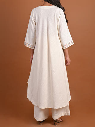 Zoya Asymmetric Bias Kurta - Organic Kala Cotton Kurta for women in Natural White color