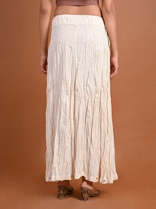 Organic Kala Cotton Crinkled Skirt - Organic Kala Cotton Skirts For Women in White color