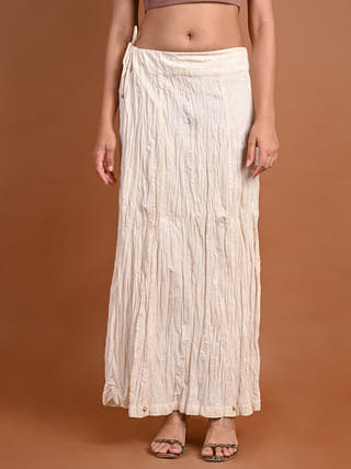 Organic Kala Cotton Crinkled Skirt - Organic Kala Cotton Skirts For Women in White color