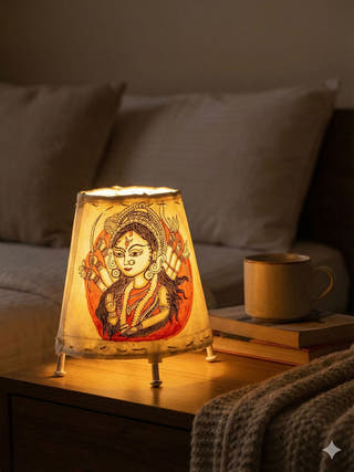 Durga Small Hand Painted Tholu Bommalata Table Lamp