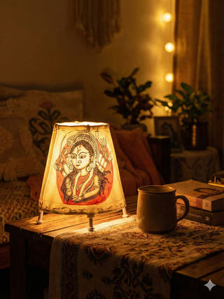 Durga Small Hand Painted Tholu Bommalata Table Lamp