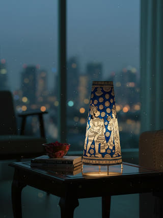 Ramayana Medium Hand Painted Tholu Bommalata Table Lamp 