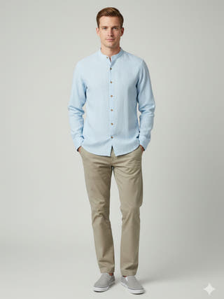 Kaza - Blue Shirt with Mandarin collar
