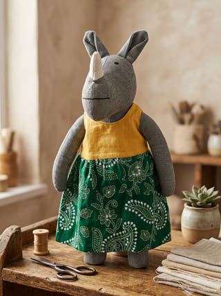 Hand Embroidered Mrs. Rhino