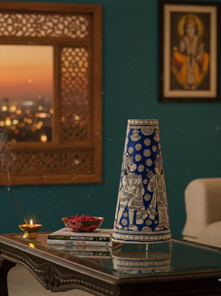 Ramayana Medium Hand Painted Tholu Bommalata Table Lamp 