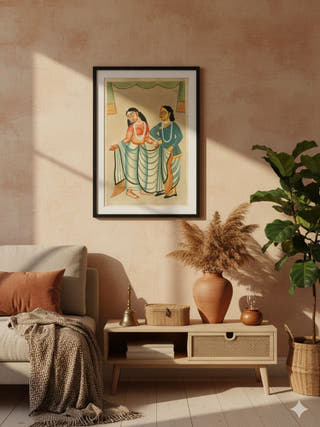 Bibi Wearing Saree Wall Frame | Unframed