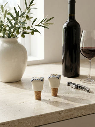 The Shiraz Blue Pottery Cork Bottle Cap | Set Of 2
