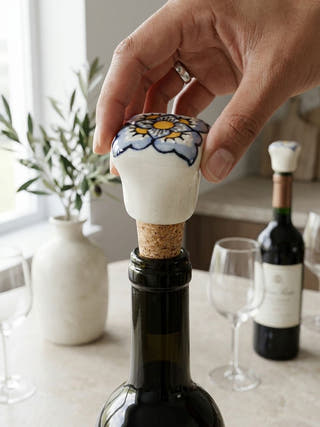 The Shiraz Blue Pottery Cork Bottle Cap | Set Of 2