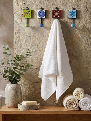 Khoonti – Set of Metal And Blue Pottery Wall Hooks
