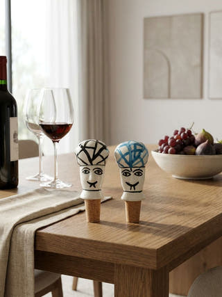 The Jaipur Sultan Blue Pottery Cork Bottle Cap | Set Of 2