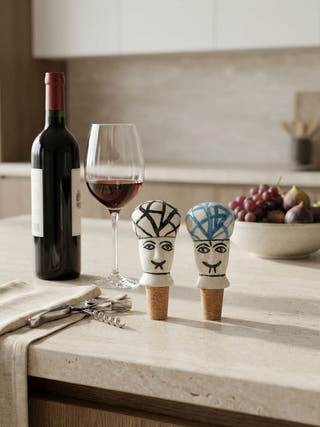 The Jaipur Sultan Blue Pottery Cork Bottle Cap | Set Of 2