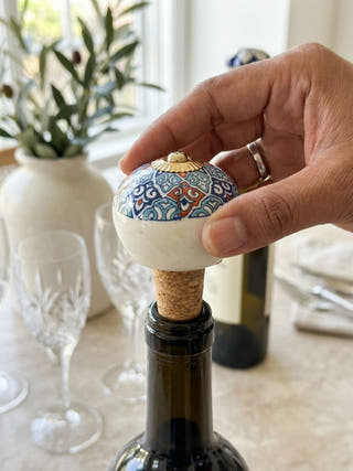 The Bagh Blue Pottery Cork Bottle Cap | Set Of 2