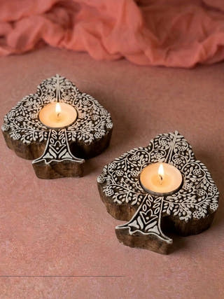 Tarni  Blue Pottery Tealight Holder | Set of 3