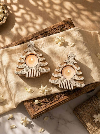 The 'Nakshatra' Blue Pottery Star Holder | Set of 2