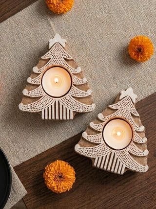 The 'Nakshatra' Blue Pottery Star Holder | Set of 2