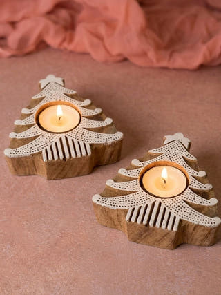 The 'Nakshatra' Blue Pottery Star Holder | Set of 2