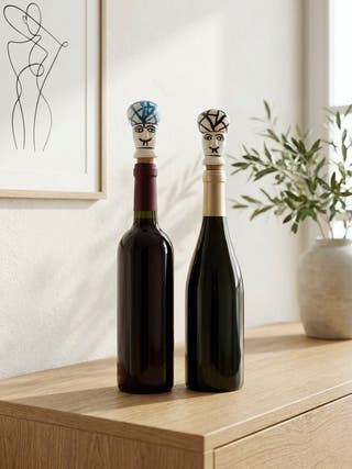 The Jaipur Sultan Blue Pottery Cork Bottle Cap | Set Of 2