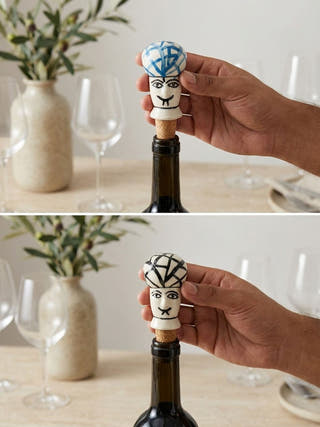 The Jaipur Sultan Blue Pottery Cork Bottle Cap | Set Of 2