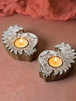 Ojas Blue Pottery Tealight Holder | Set of 3